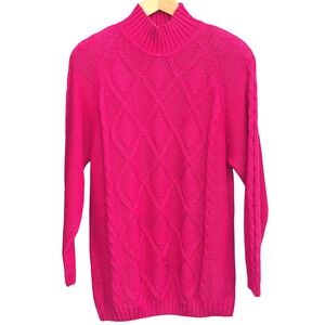 Vintage Casual Corner Sweater Hot Pink Barbiecore Preppy Bold Coastal Chic 90s